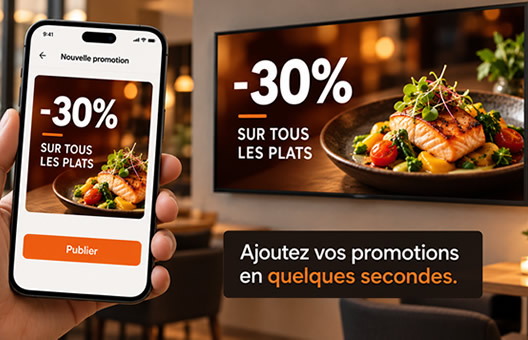 Publication d'une promotion depuis un téléphone vers une TV